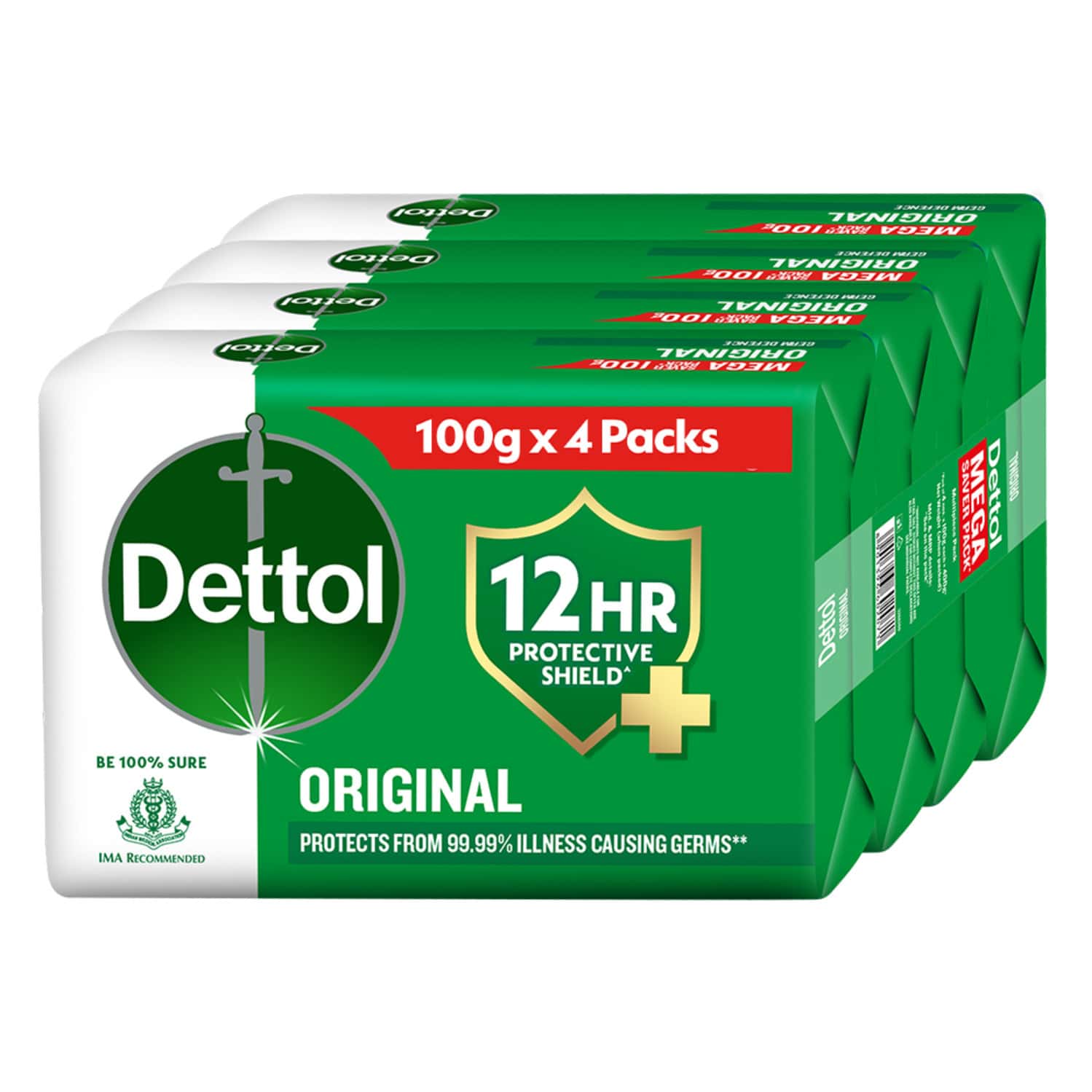 Dettol Original Bathing Soap Bar With 12hr Germ Protection (400gm) | 100g (pack Fo 4)