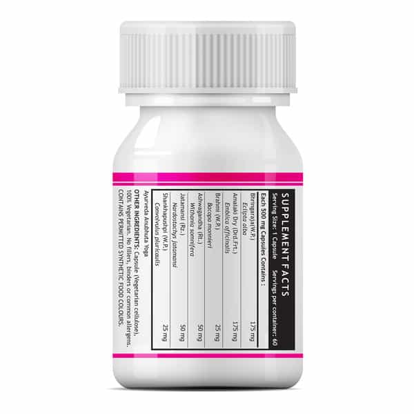 Inlife Ayurvedic Herbs Hair Support Supplement 500 Mg - 60 Vegetarian Capsules