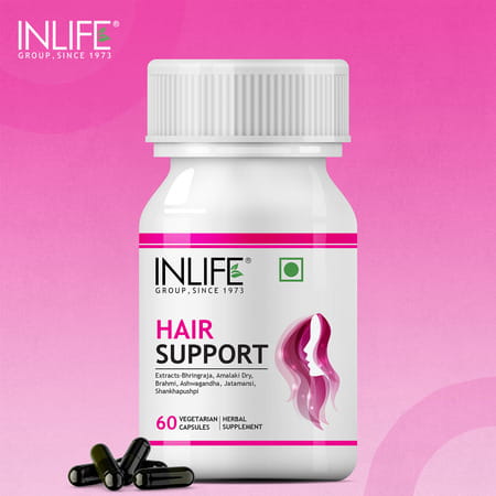 Inlife Ayurvedic Herbs Hair Support Supplement 500 Mg - 60 Vegetarian Capsules