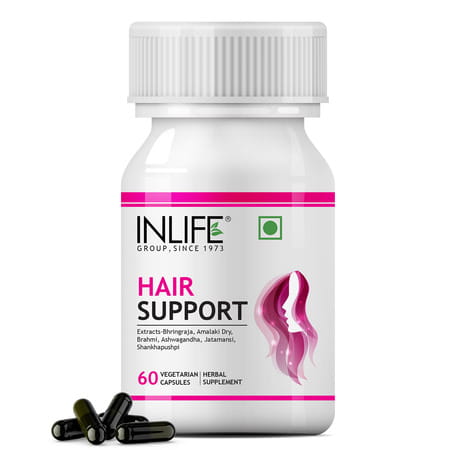 Inlife Ayurvedic Herbs Hair Support Supplement 500 Mg - 60 Vegetarian Capsules