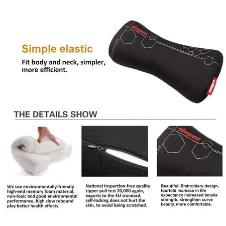 Elegant Zig Memory Foam Neck Support Pillow Black - Set Of 2