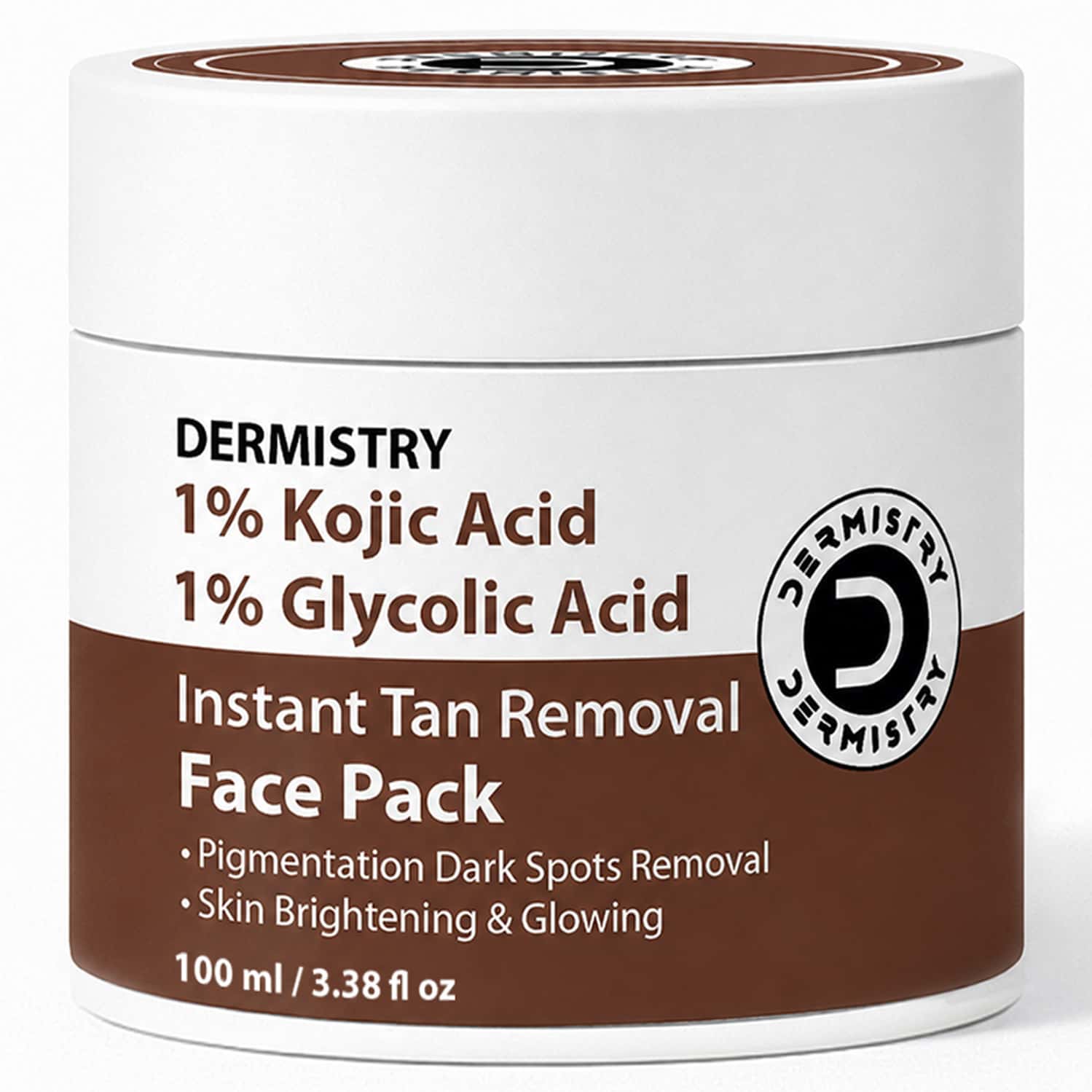 Dermistry Kojic & Glycolic Acid Instant D Tan Detan Face Body Pack For Lightening Glowing Skin 100ml