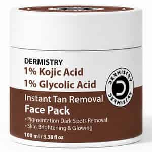 Dermistry Kojic & Glycolic Acid Instant D Tan Detan Face Body Pack For Lightening Glowing Skin 100ml