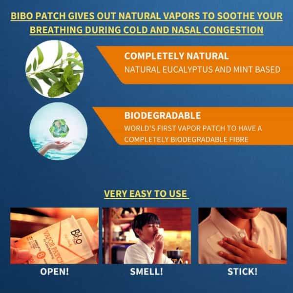 Bibo Clear Vapour Patch - A Hands' Free Inhaler - 1 Pack Of 5 Patches