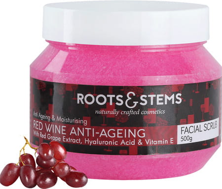 Roots & Stems Red Wine Anti-ageing Facial Scrub Lightening & Whitening Removes Blackhead 500gm