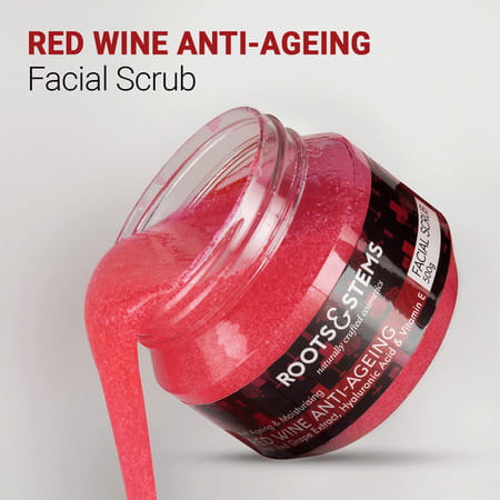 Roots & Stems Red Wine Anti-Ageing Facial Scrub Lightening & Whitening Removes Blackhead 500gm