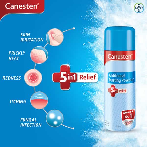 Canesten Antifungal Dusting Powder 5 In 1 Relief Formula For Fungal And Skin Infection -100Gm