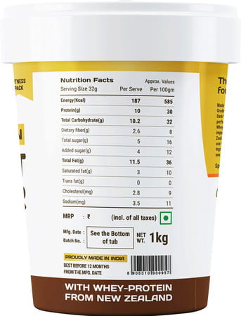 Pintola High Protein Peanut Butter (Dark Chocolate) (Crunchy) 1 Kg