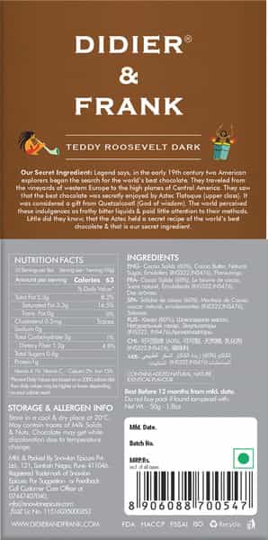 Didier & Frank Teddy Roosevelt Coffee Dark Chocolate 100G