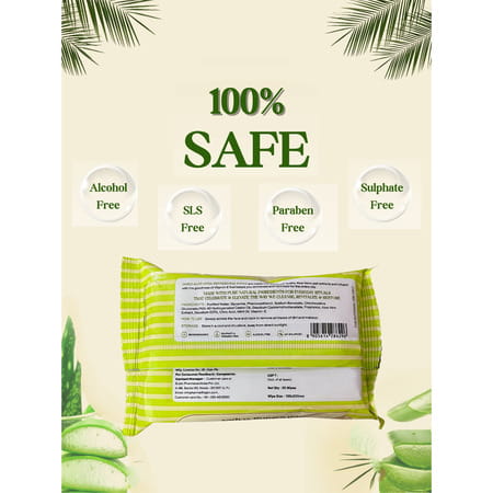 Omeo Aloe Vera Refreshing Wet Wipes For Face With Aloe Vera Extract | Mint Oil & Vitamin E - 25n
