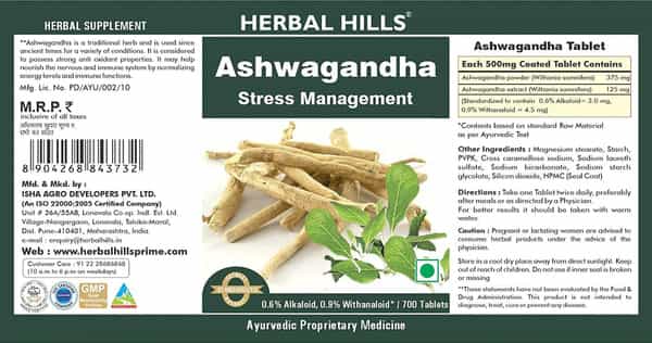 Herbal Hills Ashwagandha 700 Tablets (Pack Of 2)