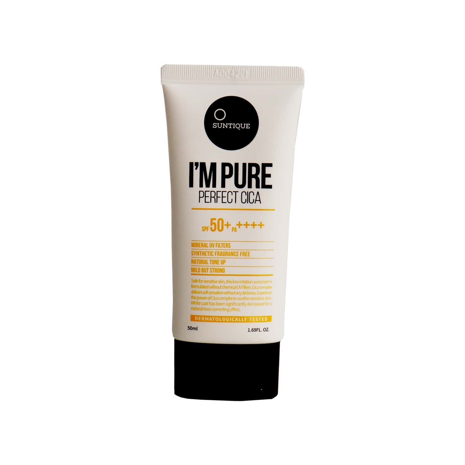 Suntique I'm Pure Perfect Cica - No White Cast - Spf 50 Protection From Uv Rays For Dry Skin - 50ml