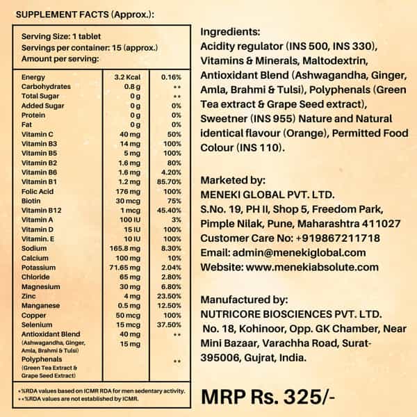 Pawahy Electrolyte Energy Hydration Ashwagandha& Herbs -Pack Of 2 (30 Tablets) -Orange