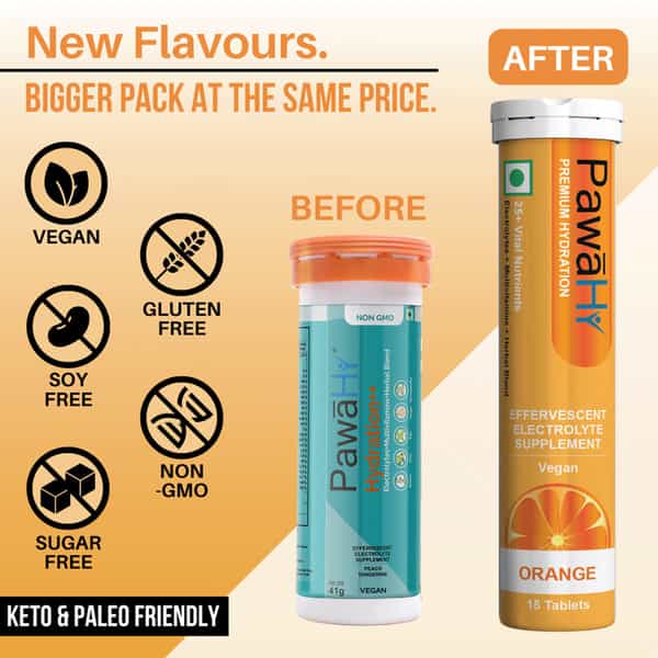 Pawahy Electrolyte Energy Hydration Ashwagandha& Herbs -Pack Of 2 (30 Tablets) -Orange