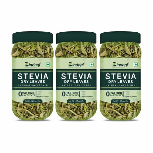Zindagi Stevia Dry Leaves | Pure Stevia Sugar-Free Leaves | Natural Sweetener | 35Gm|Pack Of 3