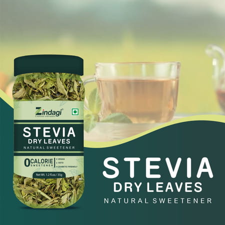 Zindagi Stevia Dry Leaves | Pure Stevia Sugar-Free Leaves | Natural Sweetener | 35gm|Pack Of 3