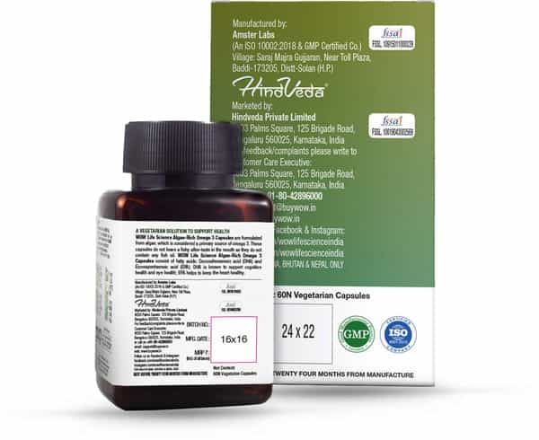 Wow Life Science Algae - Rich Omega 3 - 60 Vegetarian Capsules
