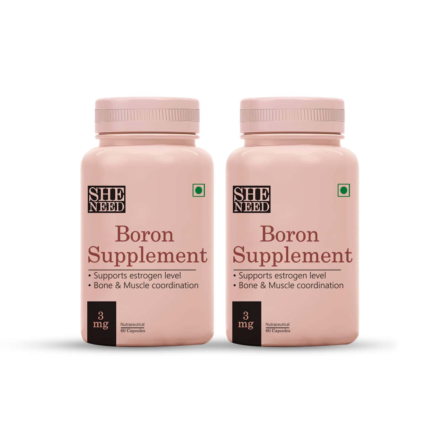 Sheneed Boron Supplement 3mg For Bone | Muscle & Metabolism With Magnesium & Calcium (pack Of 2)