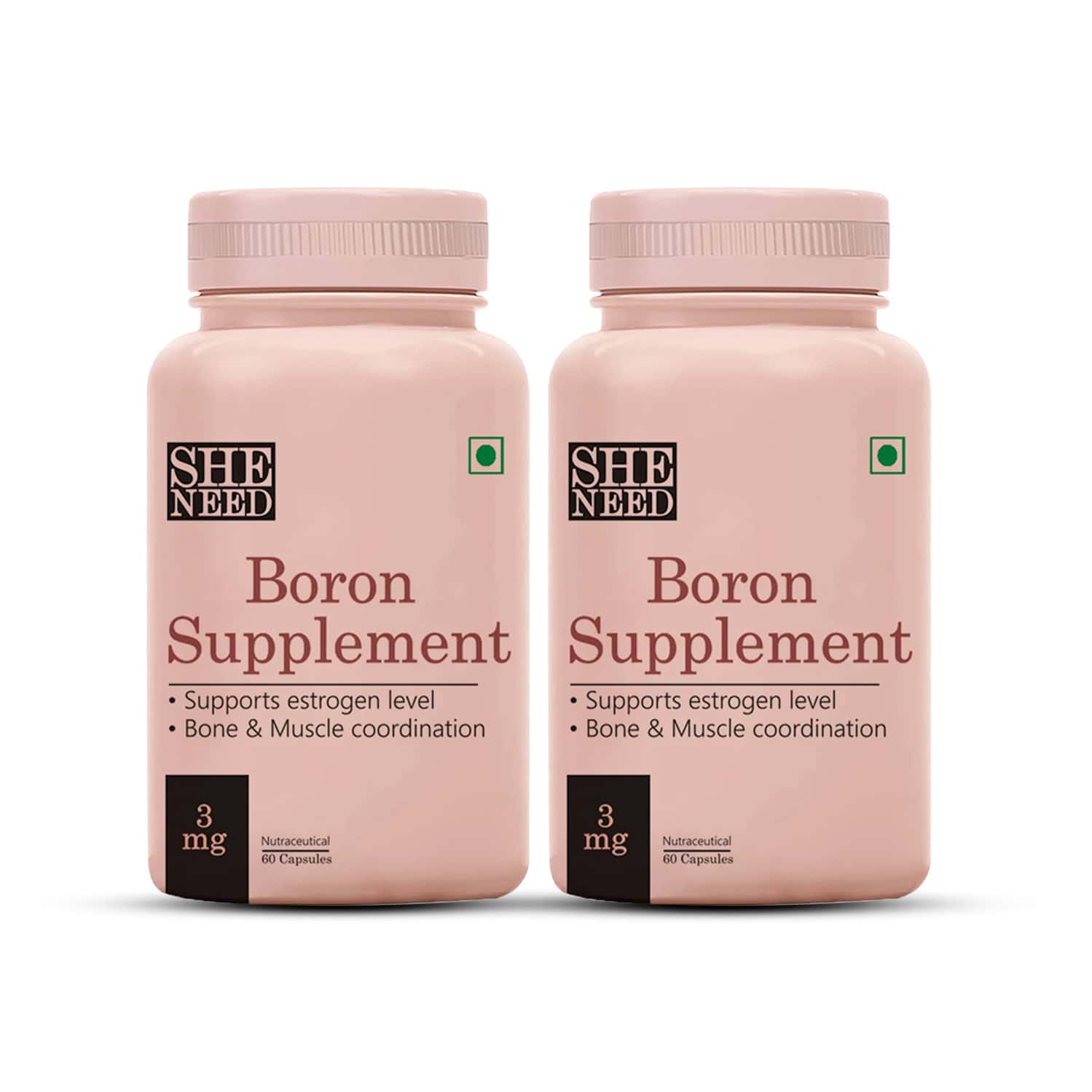 Sheneed Boron Supplement 3mg For Bone | Muscle & Metabolism With Magnesium & Calcium (pack Of 2)