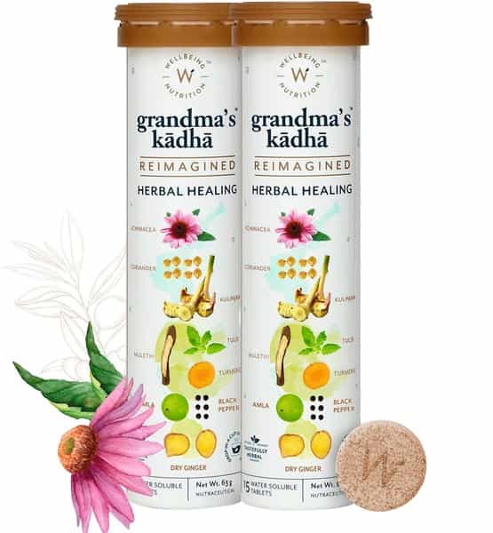Wellbeing Nutrition Grandma's Kadha Immunity Cough Cold And Flu Symptom Support 15 Tab (Pack Of 2)