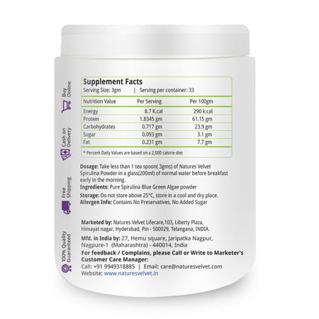 Natures Velvet Spirulina Powder 100gms