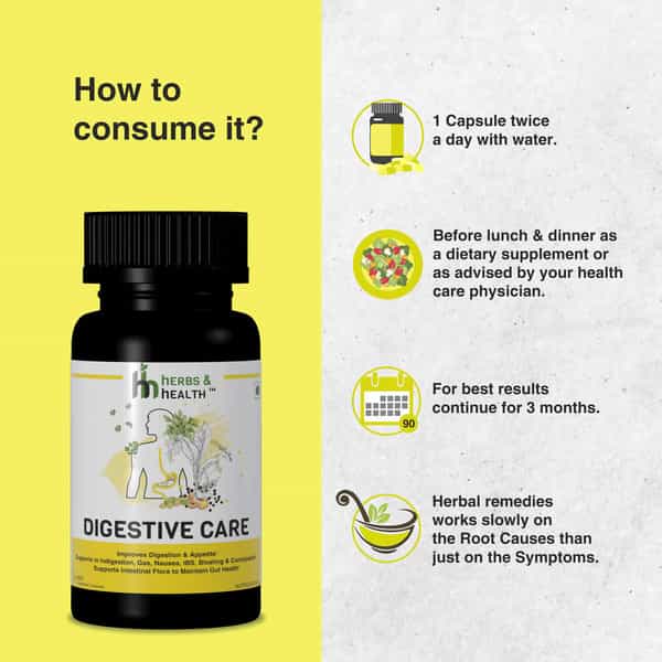 Herbs & Health - Digestive Care|Improves Digestion|60 Vegetarian Capsules