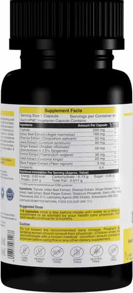 Herbs & Health - Digestive Care|Improves Digestion|60 Vegetarian Capsules