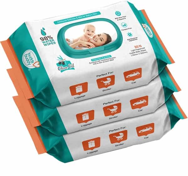 Buddsbuddy Combo Of 3 Skincare Baby Wet Wipes With Lid Contains Aloe Vera- 80 Pieces Each