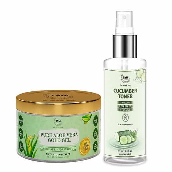 Tnw The Natural Wash Combo Of Pure Aloe Vera Gold Gel & Cucumber Toner \