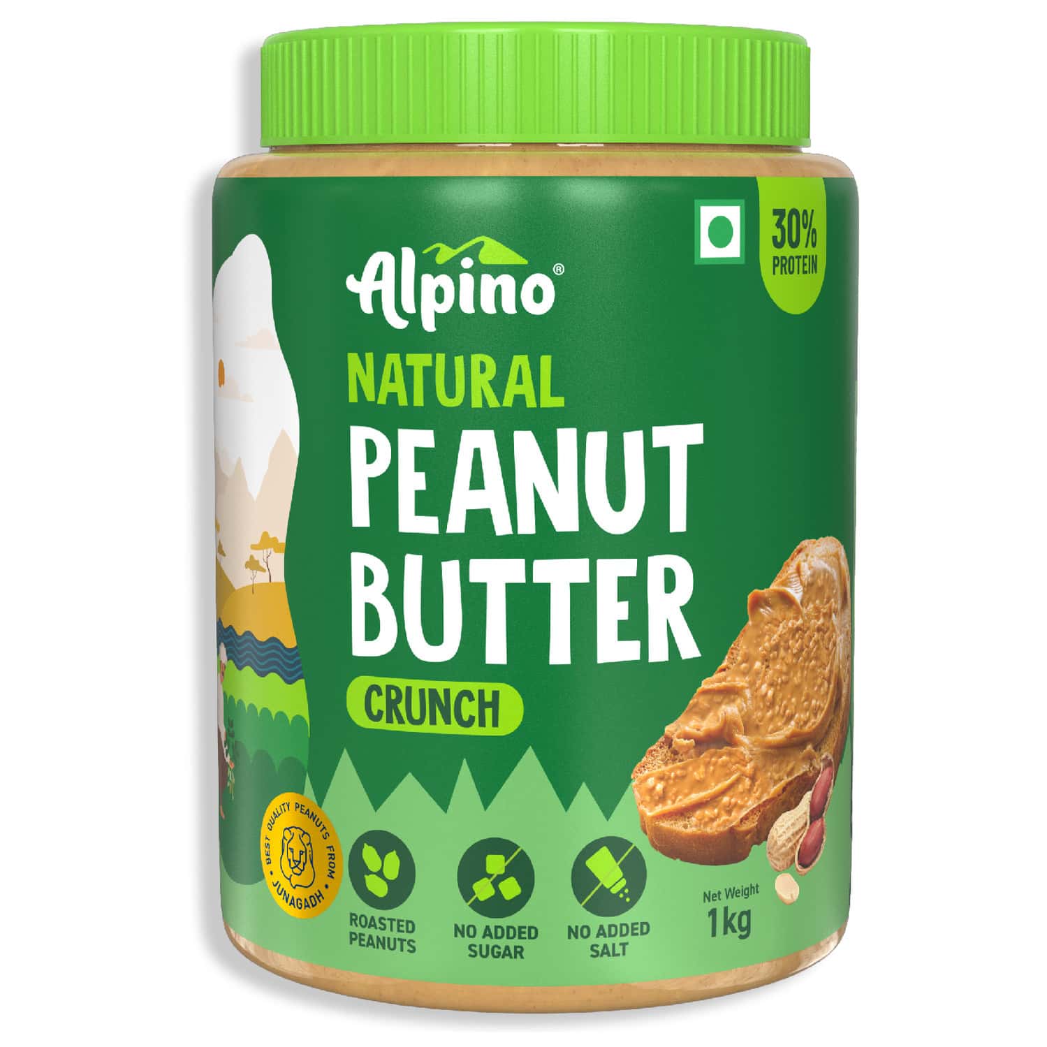 Alpino Natural Peanut Butter Crunch Jar 1 Kg