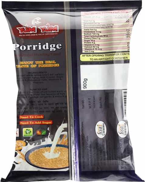 Yum Yum Roasted Sugar Free Flavour Porridge 900G