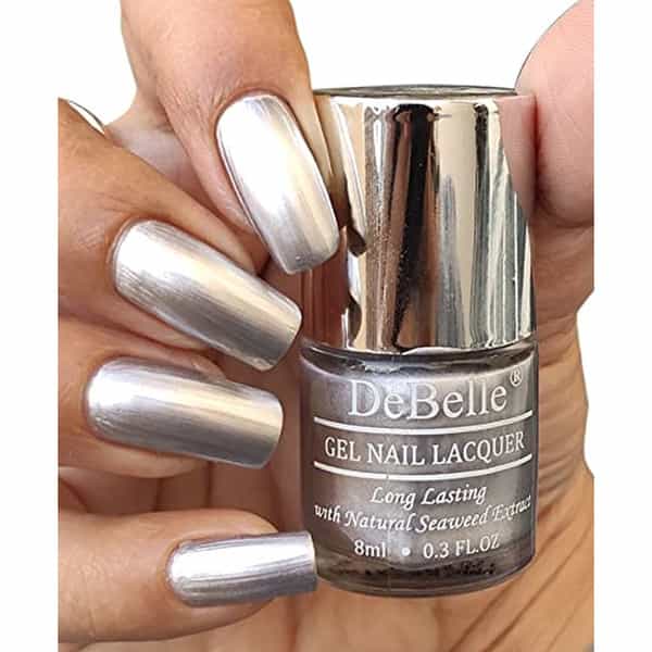 Debelle Gel Nail Polish Gift Set Of 2 Chrome Silver | Tulipo Sheen- 16 Ml (8 Ml Each)