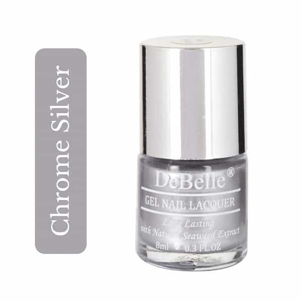 Debelle Gel Nail Polish Gift Set Of 2 Chrome Silver | Tulipo Sheen- 16 Ml (8 Ml Each)