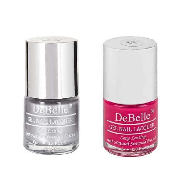 Debelle Gel Nail Polish Gift Set Of 2 Chrome Silver | Tulipo Sheen- 16 Ml (8 Ml Each)