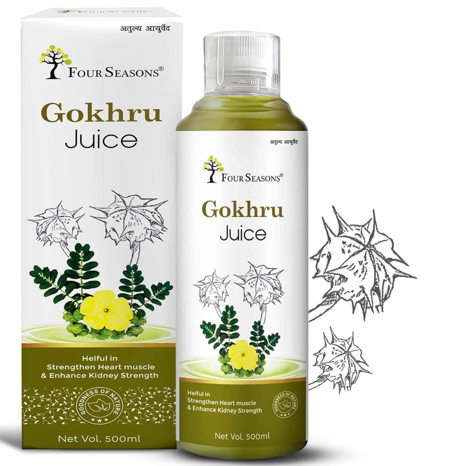 Four Seasons Gokhru Juice 500ml | Improve Kidney Function & Urinary Health - Muscle Recovery