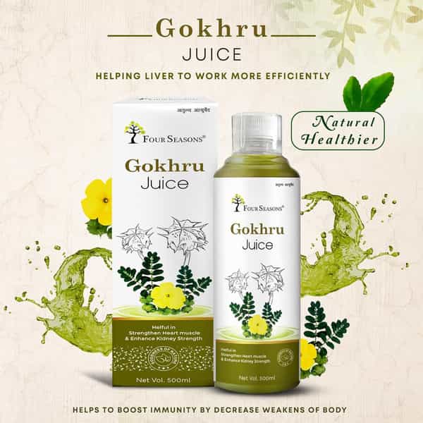 Four Seasons Gokhru Juice 500Ml | Improve Kidney Function & Urinary Health - Muscle Recovery