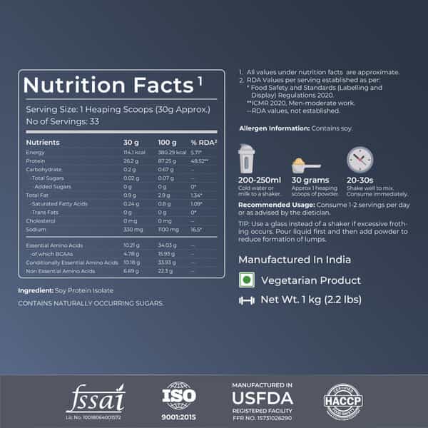 Nutrabay Pure 100% Soy Protein Isolate Unflavoured - 1Kg