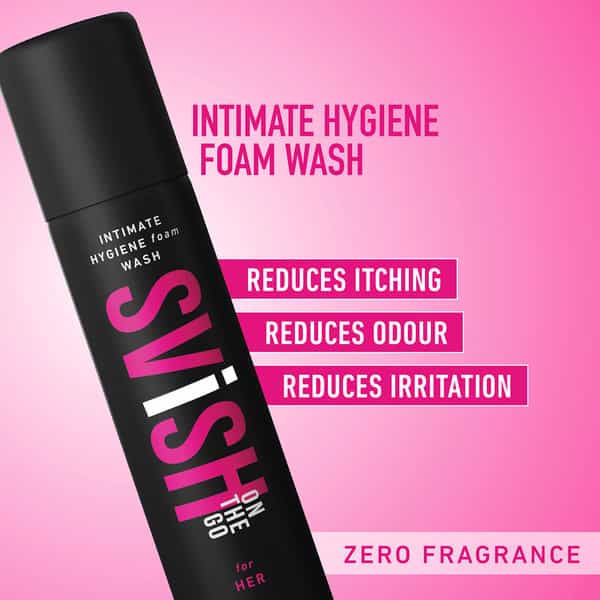 Svish On The Go Intimate Hygiene Foam Wash (Women) | Balance Ph | Dermatologically Tested | 75Ml