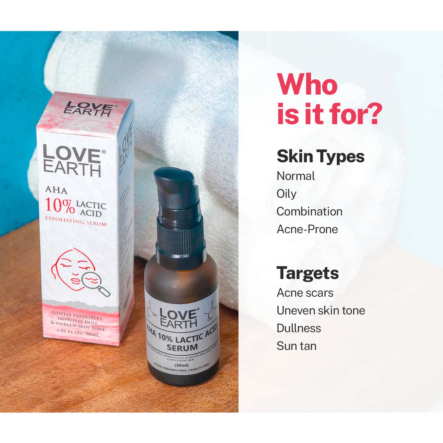 Buy LOVE EARTH AHA 10 LACTIC ACID SERUM WITH ORGANIC CARROT ROOT