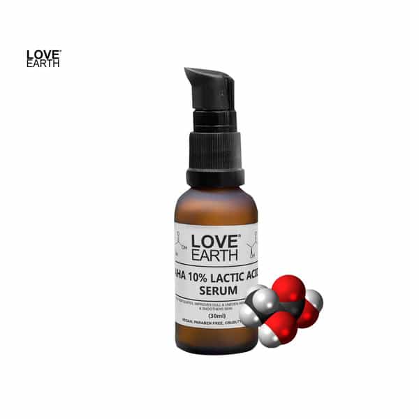 Love Earth Aha 10% Lactic Acid Serum With Organic Carrot Root & Hyaluronic Acid For Dark Spots 30Ml