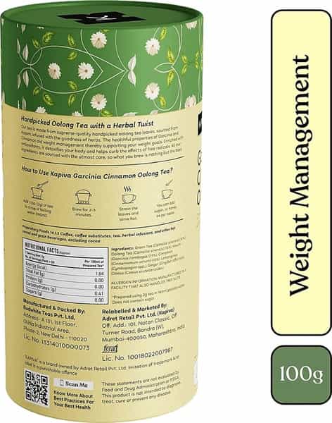 Kapiva Garcinia Cinnamon Oolong Tea | Suppress Appetite Aids Metabolism | 100Gm
