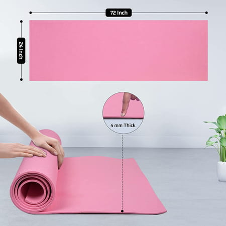 Beatxp Pink Color (4mm) Eva Yoga Mat For Women & Men|Textured Surface |High Resilience Exercise Mat