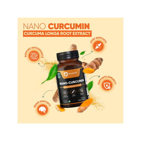 Denzour Nutrition Nano Curcumin 1000mg With Curcuma Longa Extract | 60 Veg Capsules