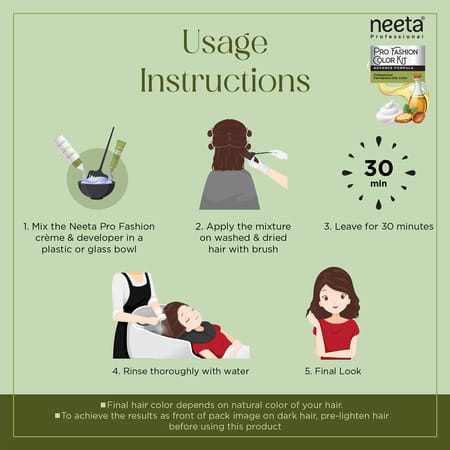 Neeta Professional Pro Fashion Color Kit 3.0 Dark Brown 100g | Permanent Creme Hair Color | Unisex