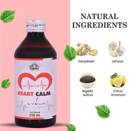 Cipzer Heart Calm Syrup | Herbal Heart Tonic| Control Cholesterol & Supports Blood Pressure | 200 Ml