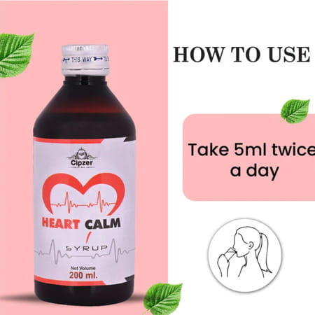 Cipzer Heart Calm Syrup | Herbal Heart Tonic| Control Cholesterol & Supports Blood Pressure | 200 Ml