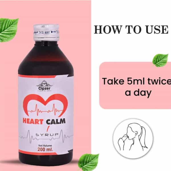 Cipzer Heart Calm Syrup | Herbal Heart Tonic| Control Cholesterol & Supports Blood Pressure | 200 Ml