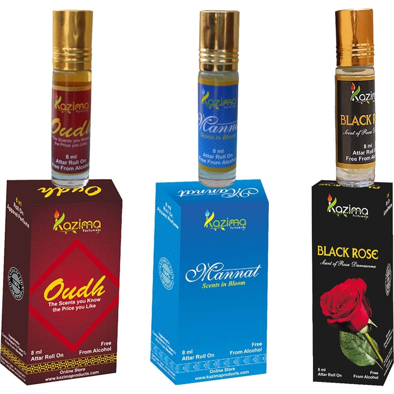 Kazima Sensual Exotic Roll On Attar - For Unisex Combo (3 Pcs Pack Of 8ml)(Floral)