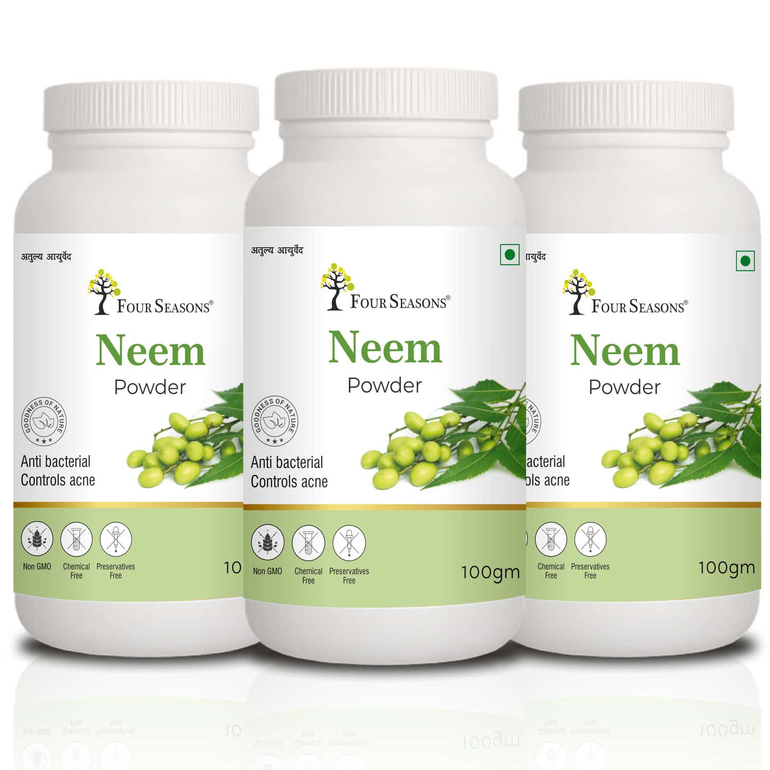Four Seasons Neem Leaf Powder 100g | Skin & Hair Pack | Boost Immunity & Blood Purify (Pack Of 3)