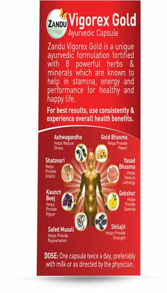 Zandu Vigorex Gold Vigor Improvement Capsules Bottle Of 20